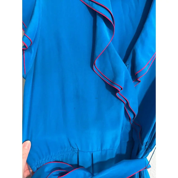100% Silk Francesca of Damon for Starington 1980s Royal Blue and Hot Pink VTG 6 - Picture 4 of 10